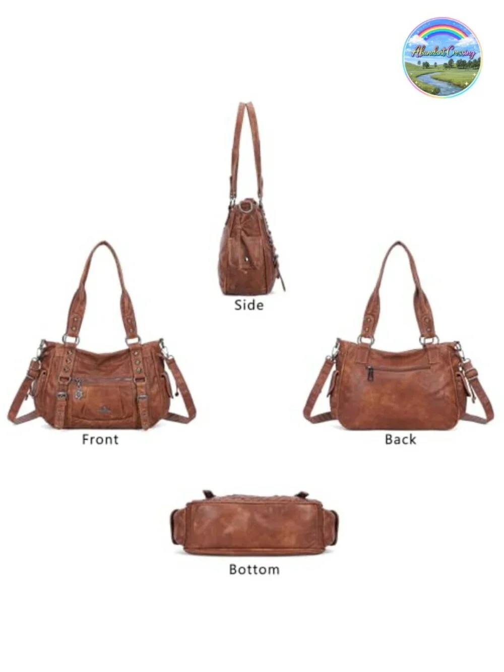 Multi Pocket Retro Hobo Handbag Satchel Tote Vegan Leather Shoulder Bag